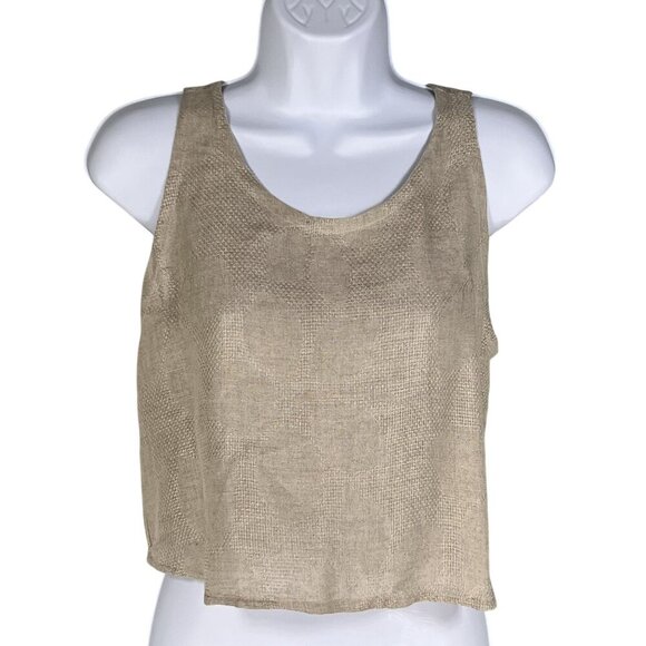 Francesca NWT Womens S 100% Linen Sleeveless Tie Back Tank Top Italy Made Beachy - Picture 6 of 14
